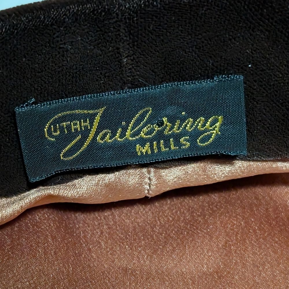 Vintage Utah Tailoring Mills felt beret with velvet trim OSFM tan brown classic - Picture 2 of 7